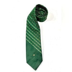 Givenchy‎ Necktie Men’s OS 3” Green Gold Classic Geometric Print Luxury Heritage